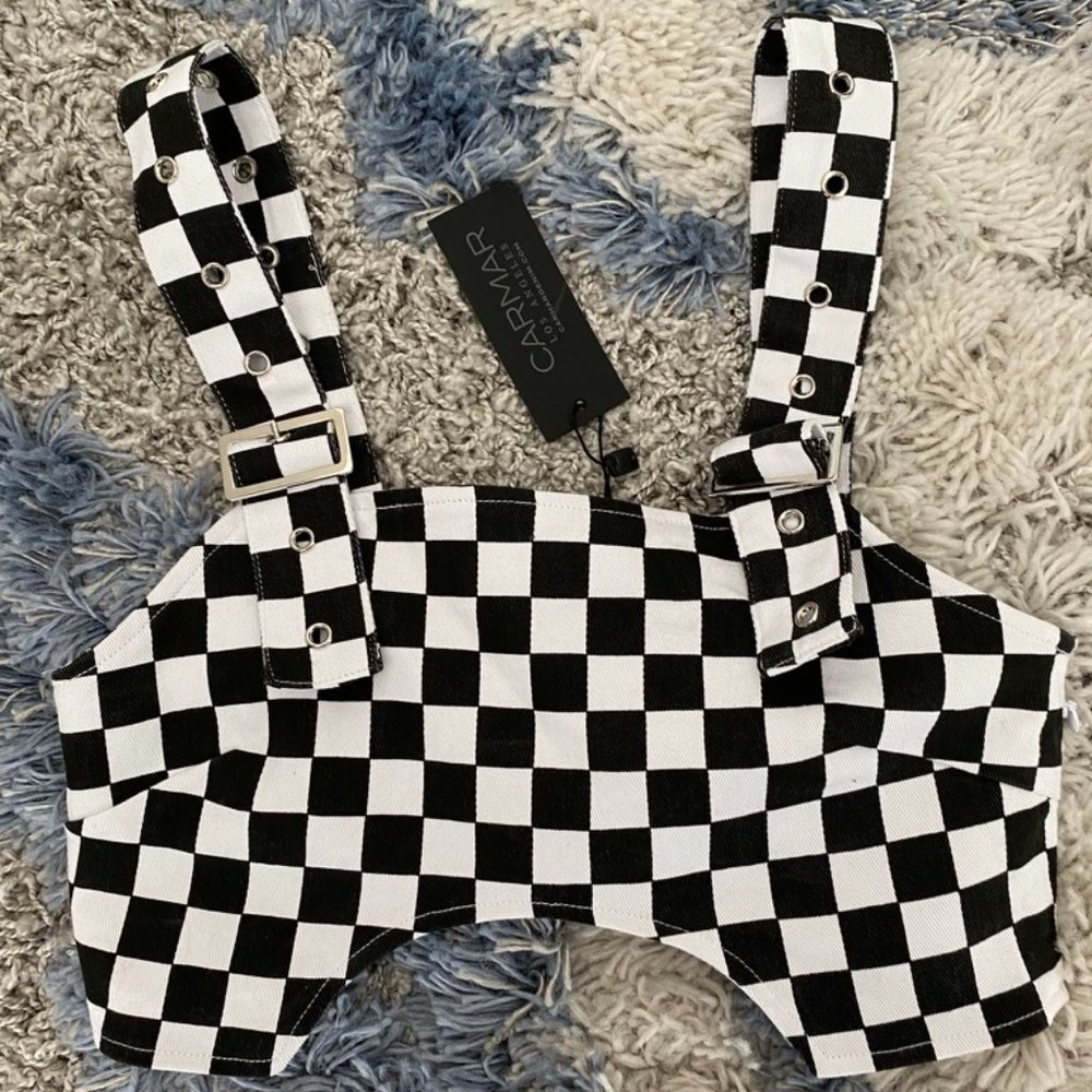 LF (Carmar) Crop Top Checkered Print Size S NWT